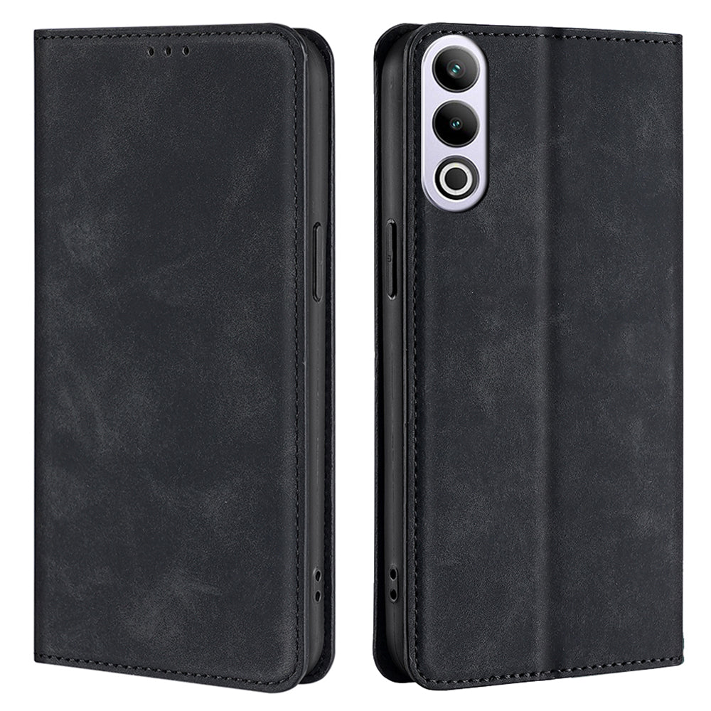 For OnePlus Ace 3V 5G Case PU Leather Phone Shell Skin-touch Card Slots Cover - Black