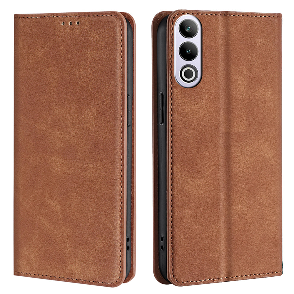 For OnePlus Ace 3V 5G Case PU Leather Phone Shell Skin-touch Card Slots Cover - Light Brown