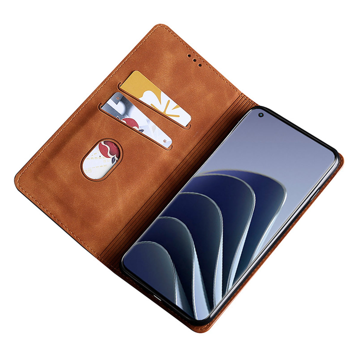 For OnePlus Ace 3V 5G Case PU Leather Phone Shell Skin-touch Card Slots Cover - Light Brown