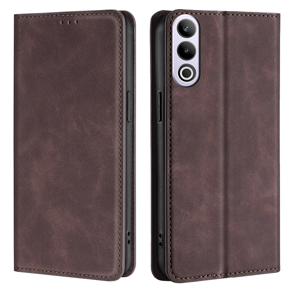 For OnePlus Ace 3V 5G Case PU Leather Phone Shell Skin-touch Card Slots Cover - Dark Brown