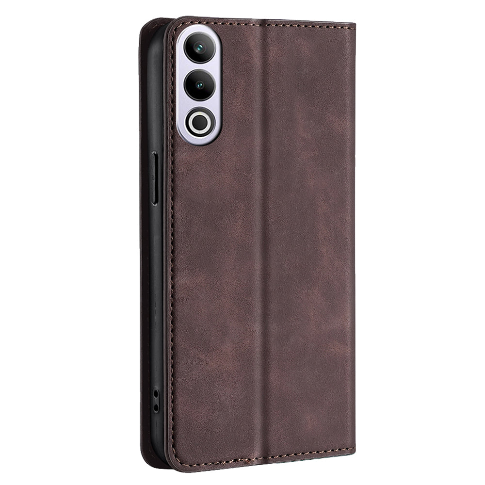 For OnePlus Ace 3V 5G Case PU Leather Phone Shell Skin-touch Card Slots Cover - Dark Brown