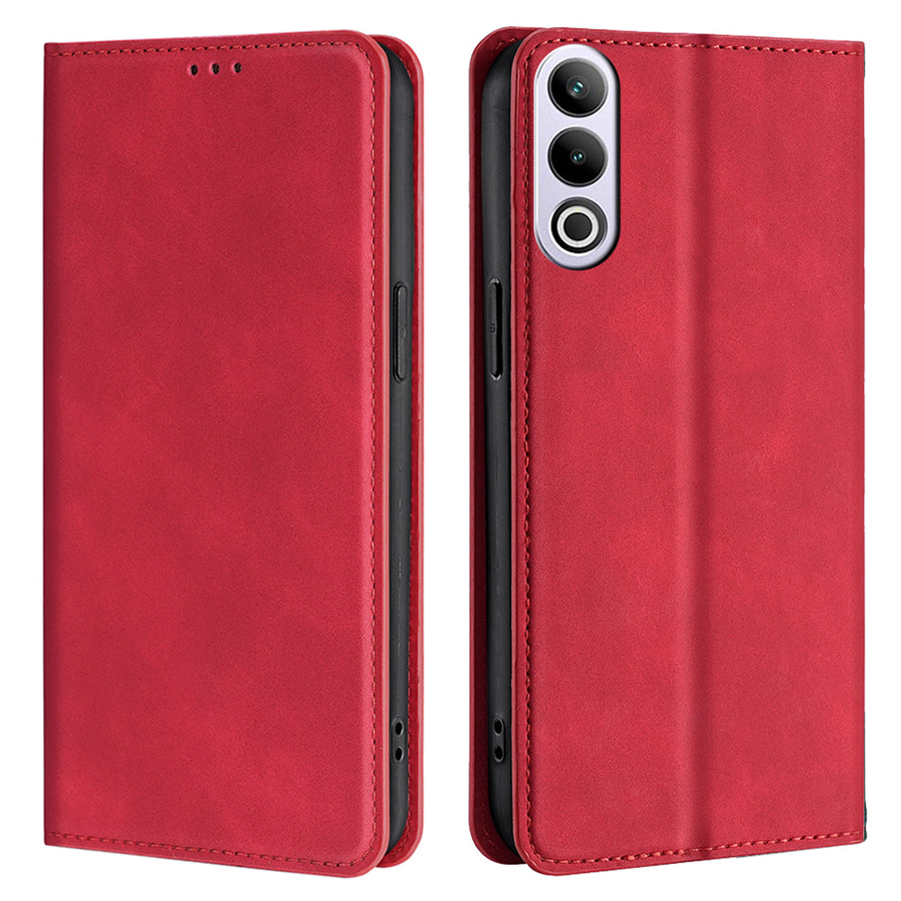 For OnePlus Ace 3V 5G Case PU Leather Phone Shell Skin-touch Card Slots Cover - Red