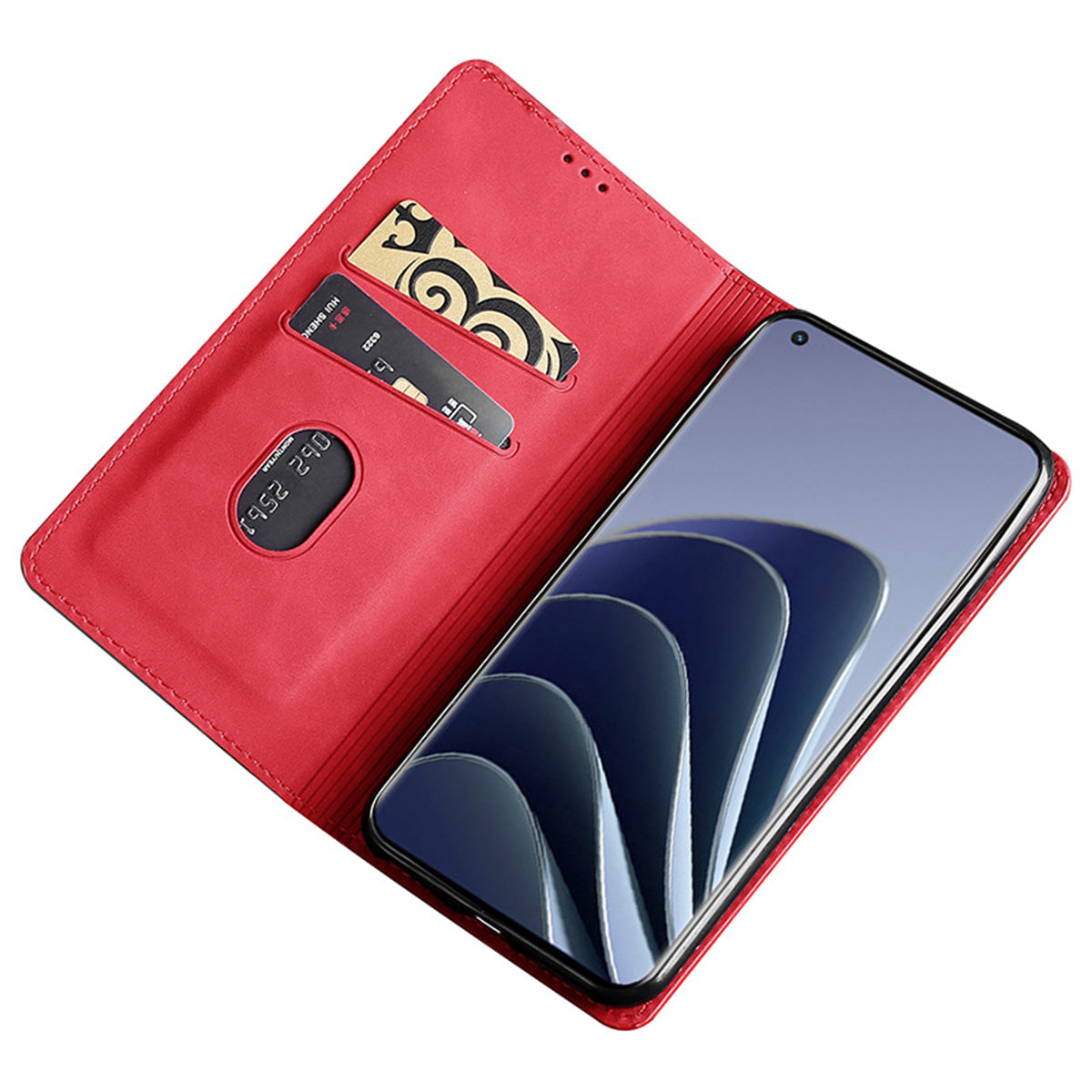 For OnePlus Ace 3V 5G Case PU Leather Phone Shell Skin-touch Card Slots Cover - Red