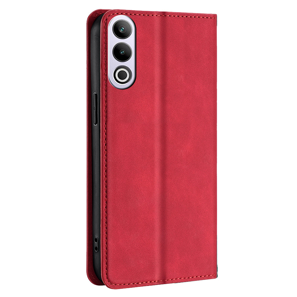 For OnePlus Ace 3V 5G Case PU Leather Phone Shell Skin-touch Card Slots Cover - Red