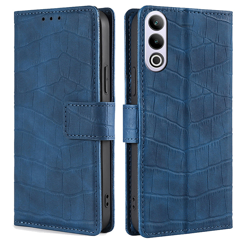 For OnePlus Ace 3V 5G Case Wallet Stand Crocodile Texture Leather Phone Cover - Blue