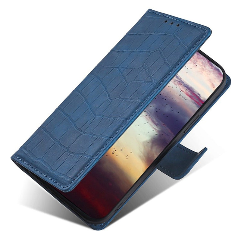 For OnePlus Ace 3V 5G Case Wallet Stand Crocodile Texture Leather Phone Cover - Blue