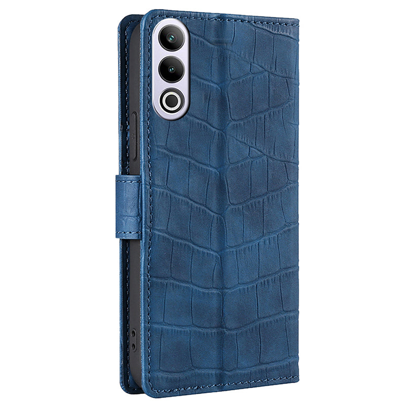 For OnePlus Ace 3V 5G Case Wallet Stand Crocodile Texture Leather Phone Cover - Blue