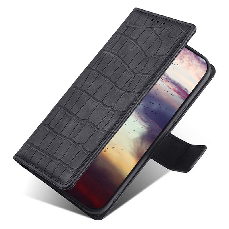 For OnePlus Ace 3V 5G Case Wallet Stand Crocodile Texture Leather Phone Cover - Black