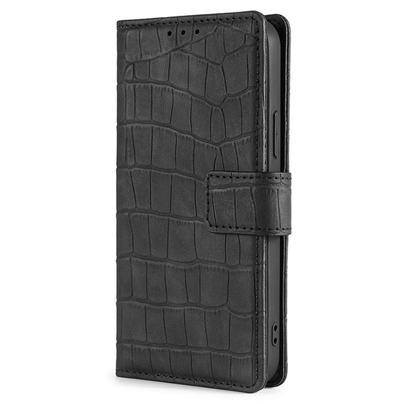 For OnePlus Ace 3V 5G Case Wallet Stand Crocodile Texture Leather Phone Cover - Black