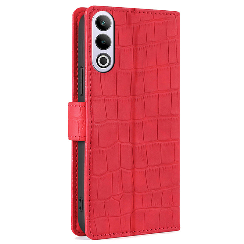 For OnePlus Ace 3V 5G Case Wallet Stand Crocodile Texture Leather Phone Cover - Red