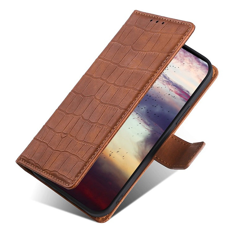 For OnePlus Ace 3V 5G Case Wallet Stand Crocodile Texture Leather Phone Cover - Brown