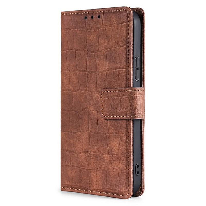 For OnePlus Ace 3V 5G Case Wallet Stand Crocodile Texture Leather Phone Cover - Brown