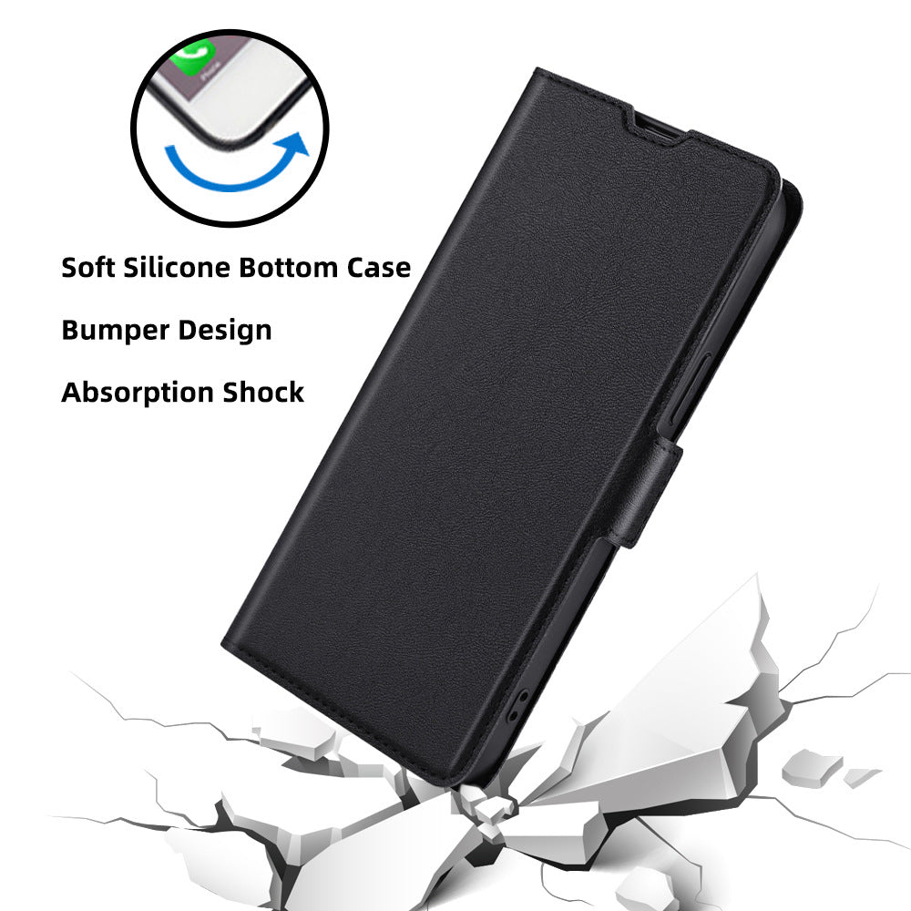 For OnePlus Ace 3V 5G Case Side Magnetic Clasp Design PU Leather Phone Cover with Card Slot - Black