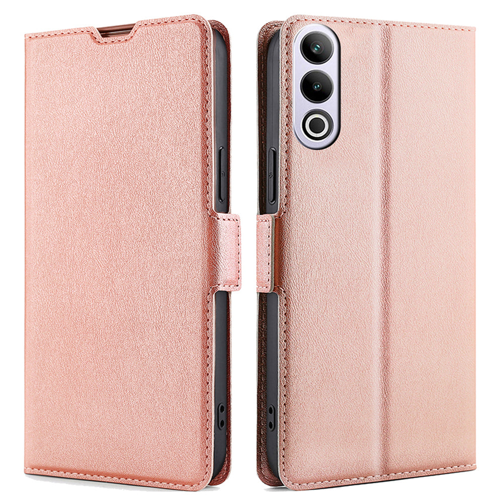 For OnePlus Ace 3V 5G Case Side Magnetic Clasp Design PU Leather Phone Cover with Card Slot - Rose Gold