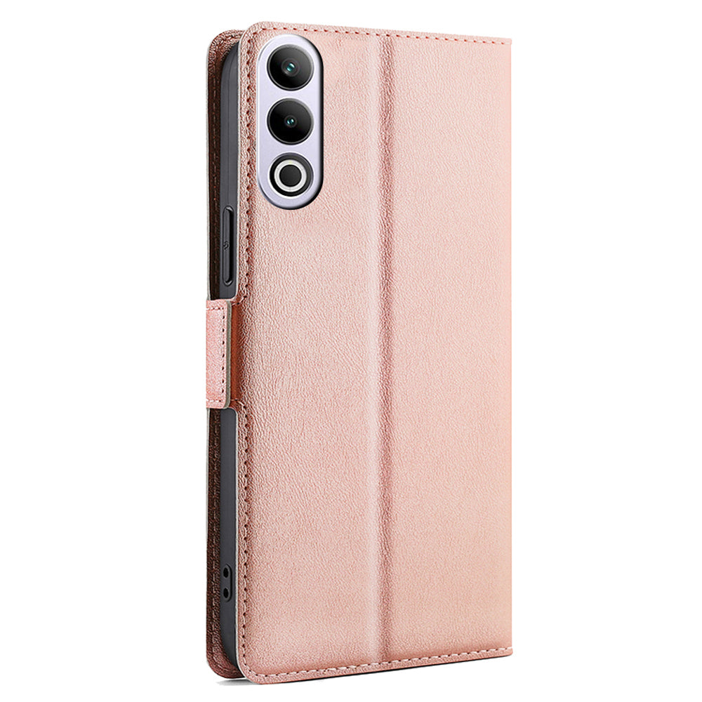 For OnePlus Ace 3V 5G Case Side Magnetic Clasp Design PU Leather Phone Cover with Card Slot - Rose Gold