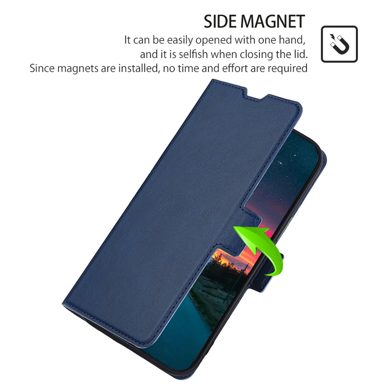 For OnePlus Ace 3V 5G Case Side Magnetic Clasp Design PU Leather Phone Cover with Card Slot - Blue