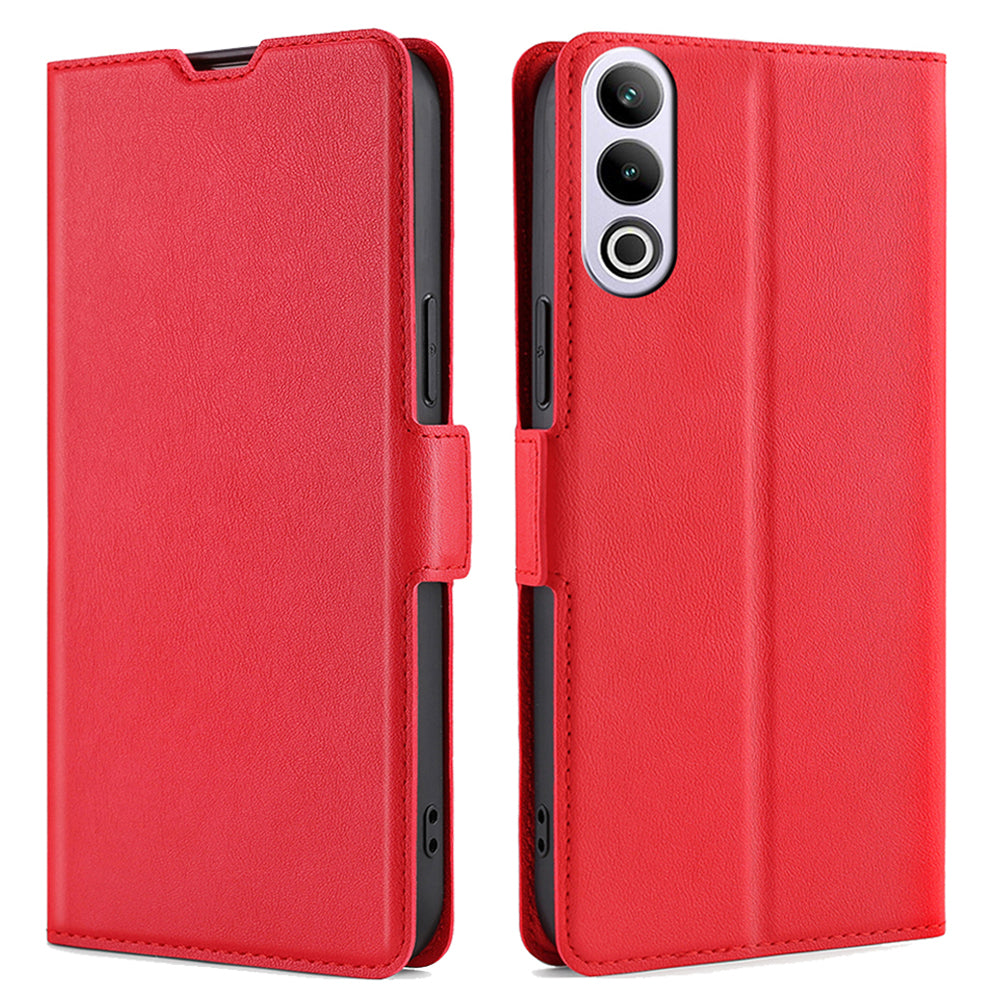 For OnePlus Ace 3V 5G Case Side Magnetic Clasp Design PU Leather Phone Cover with Card Slot - Red