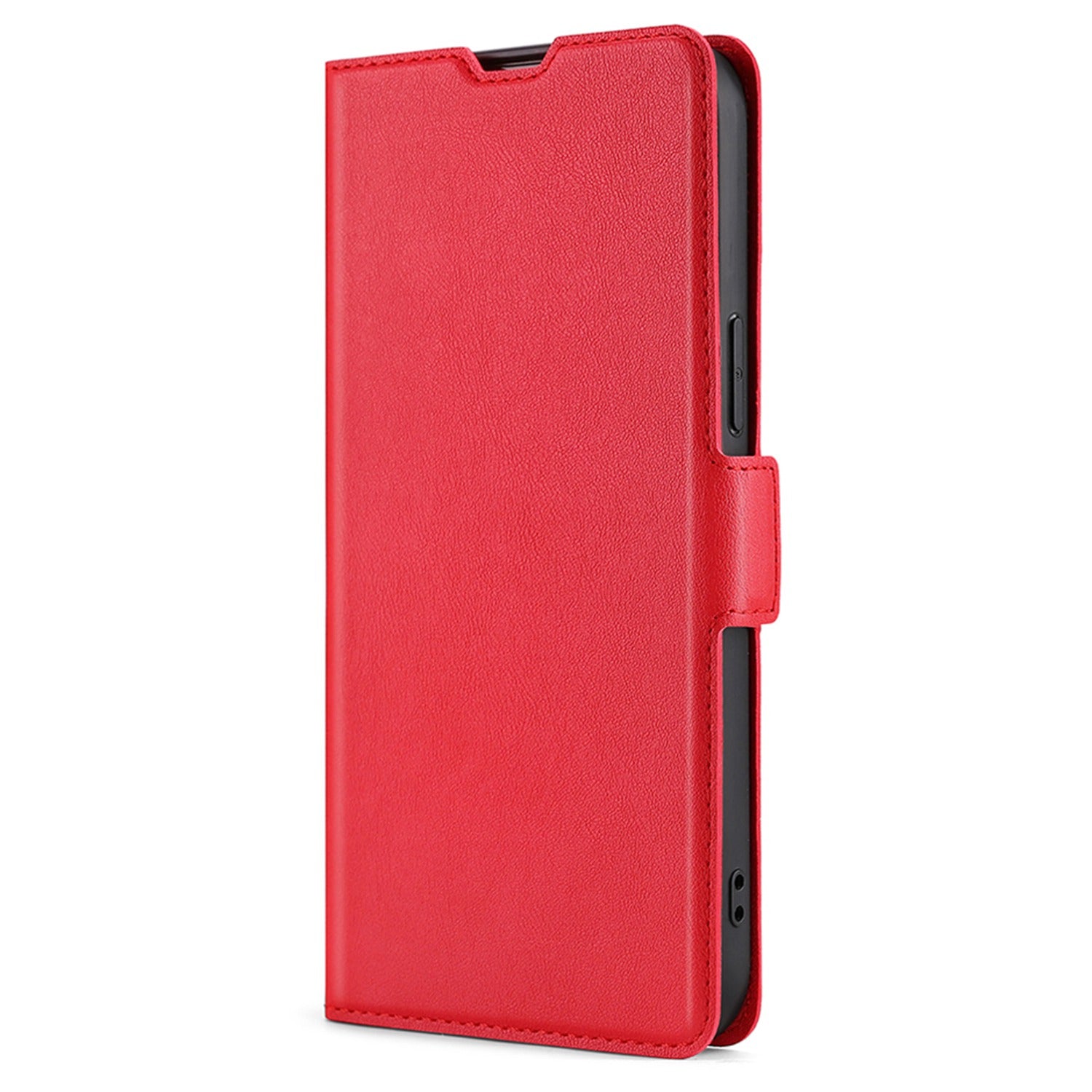 For OnePlus Ace 3V 5G Case Side Magnetic Clasp Design PU Leather Phone Cover with Card Slot - Red