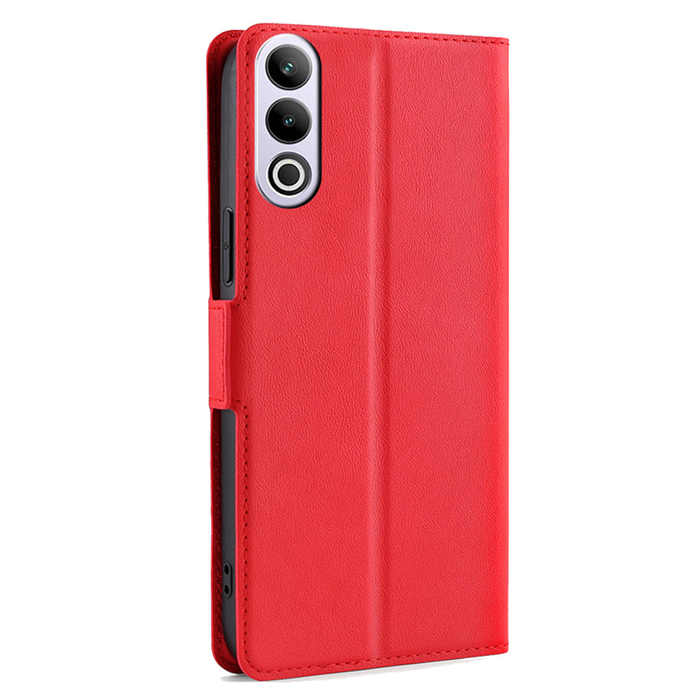 For OnePlus Ace 3V 5G Case Side Magnetic Clasp Design PU Leather Phone Cover with Card Slot - Red