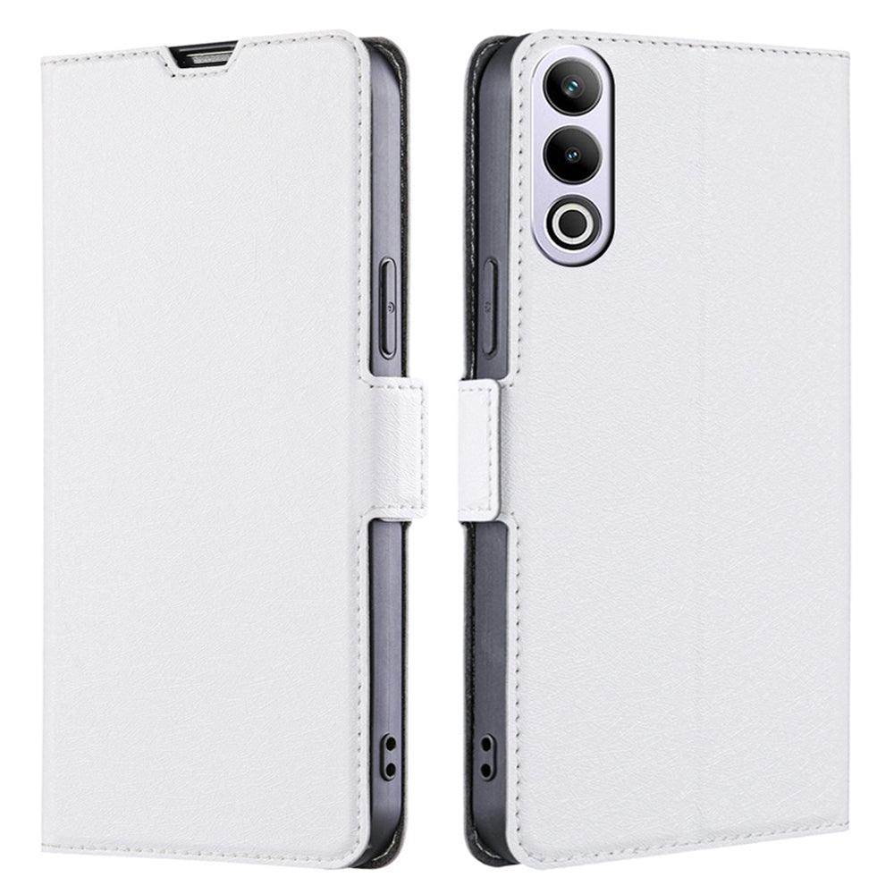 For OnePlus Ace 3V 5G Case Side Magnetic Clasp Design PU Leather Phone Cover with Card Slot - White