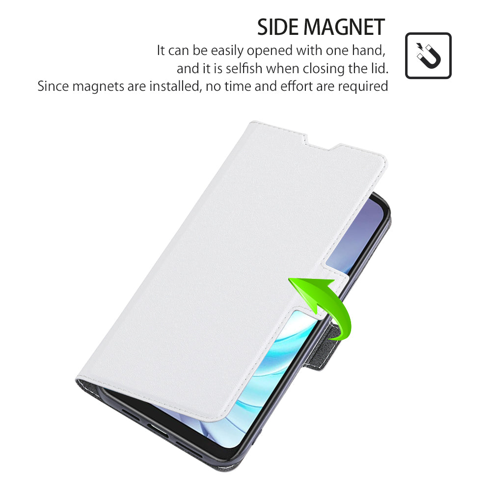 For OnePlus Ace 3V 5G Case Side Magnetic Clasp Design PU Leather Phone Cover with Card Slot - White