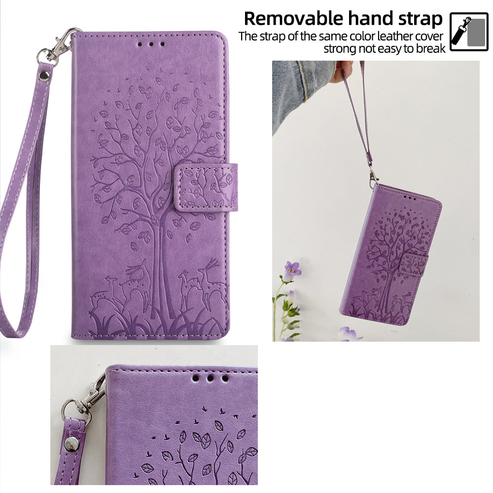 For OnePlus Ace 3V 5G Leather Case Tree Imprinted Wallet Stand Cell Phone Cover - Purple