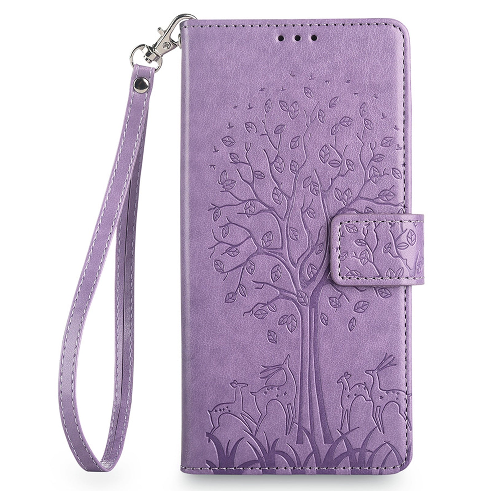 For OnePlus Ace 3V 5G Leather Case Tree Imprinted Wallet Stand Cell Phone Cover - Purple