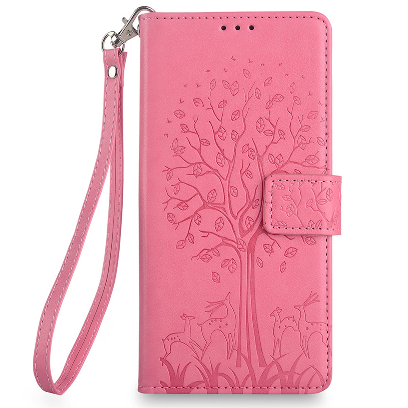 For OnePlus Ace 3V 5G Leather Case Tree Imprinted Wallet Stand Cell Phone Cover - Pink