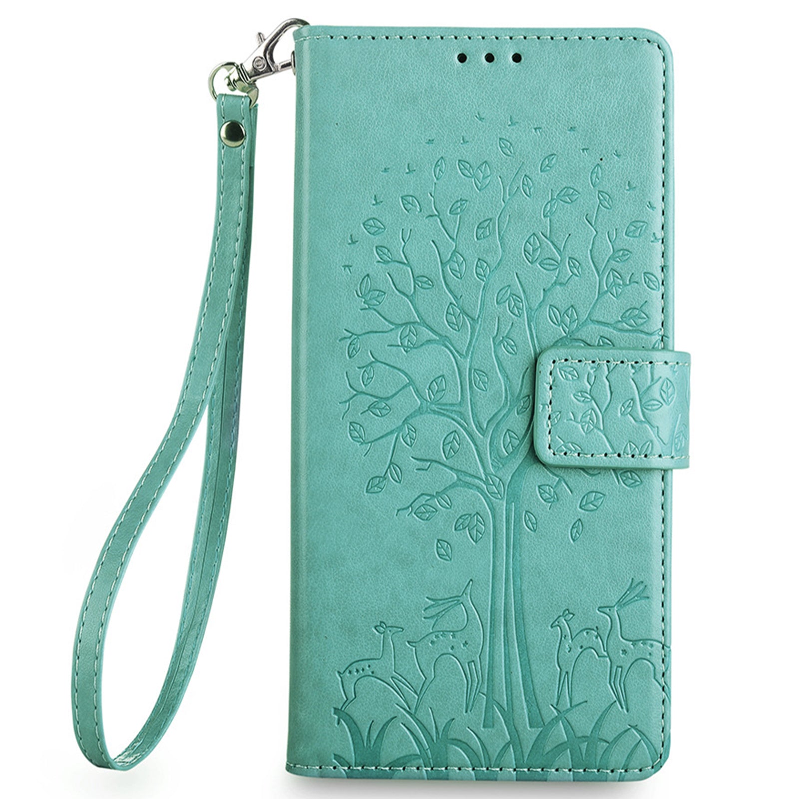 For OnePlus Ace 3V 5G Leather Case Tree Imprinted Wallet Stand Cell Phone Cover - Green