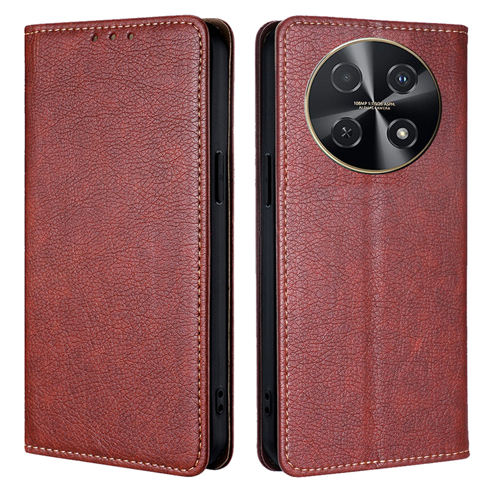 For Huawei nova 12i 4G Case Magnetic Auto Closing Leather Wallet Phone Cover - Brown