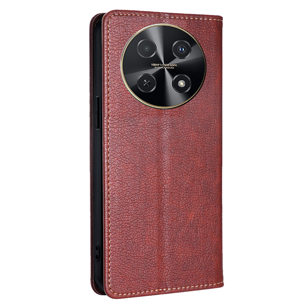 For Huawei nova 12i 4G Case Magnetic Auto Closing Leather Wallet Phone Cover - Brown