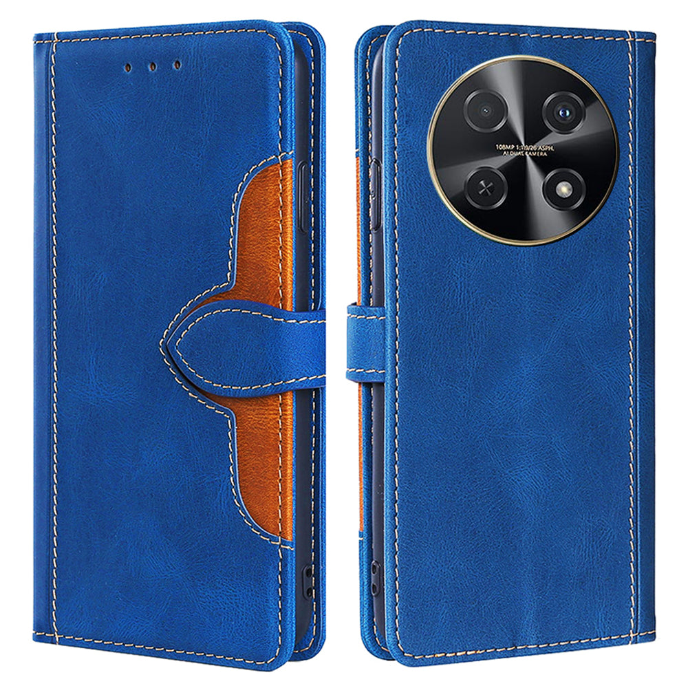 Wallet Phone Case for Huawei nova 12i 4G Anti-Scratch PU Leather Phone Cover with Straw Hat Pattern - Blue