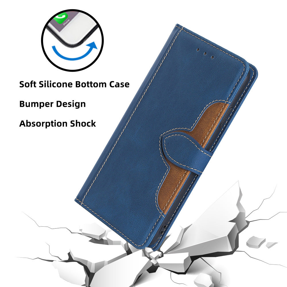 Wallet Phone Case for Huawei nova 12i 4G Anti-Scratch PU Leather Phone Cover with Straw Hat Pattern - Blue