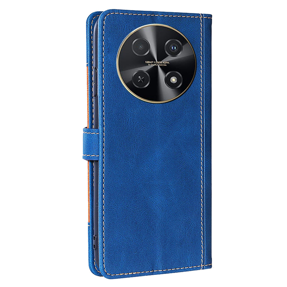 Wallet Phone Case for Huawei nova 12i 4G Anti-Scratch PU Leather Phone Cover with Straw Hat Pattern - Blue