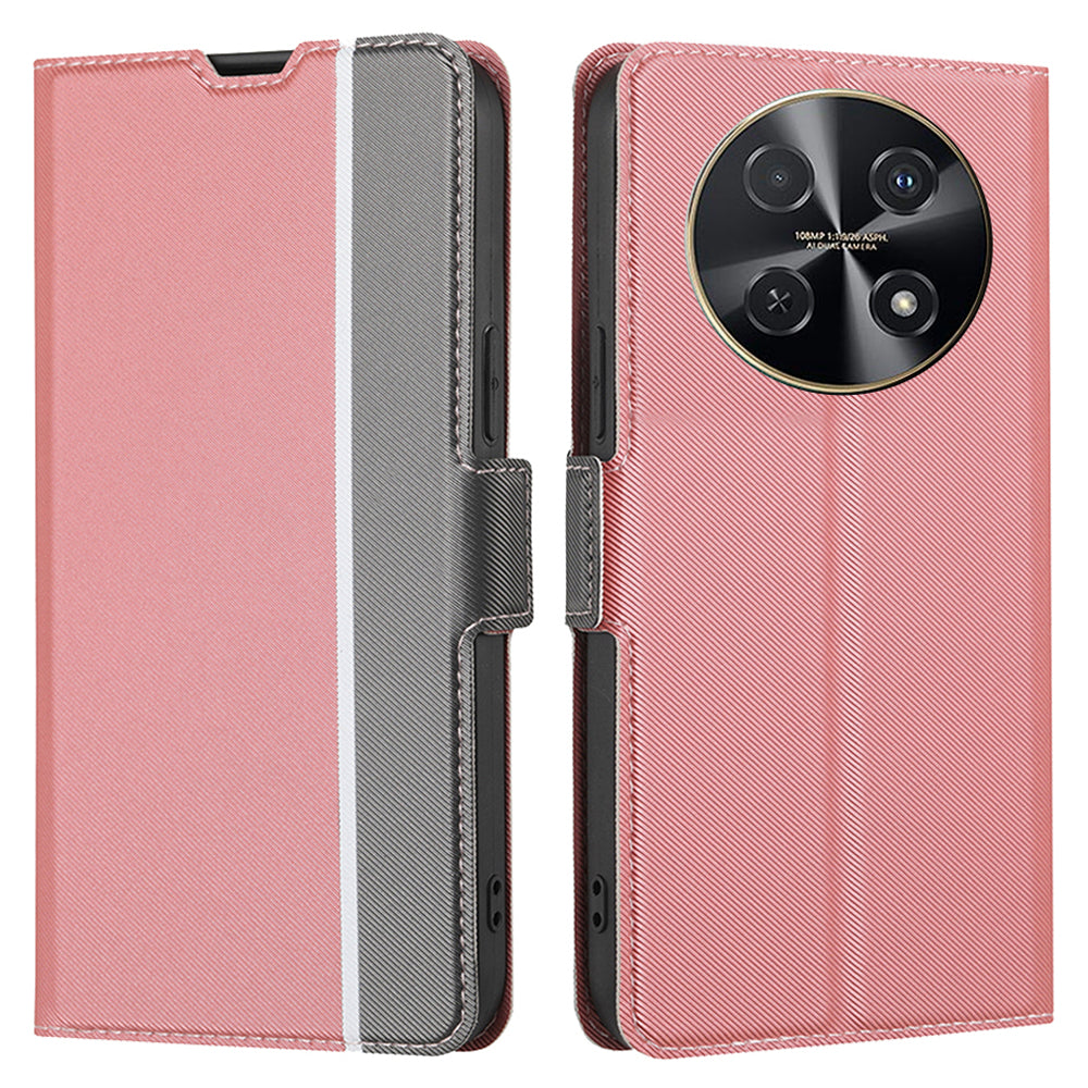 For Huawei nova 12i 4G Twill Texture Case Card Slots Anti-scratch Mobile Phone Leather Cover - Pink