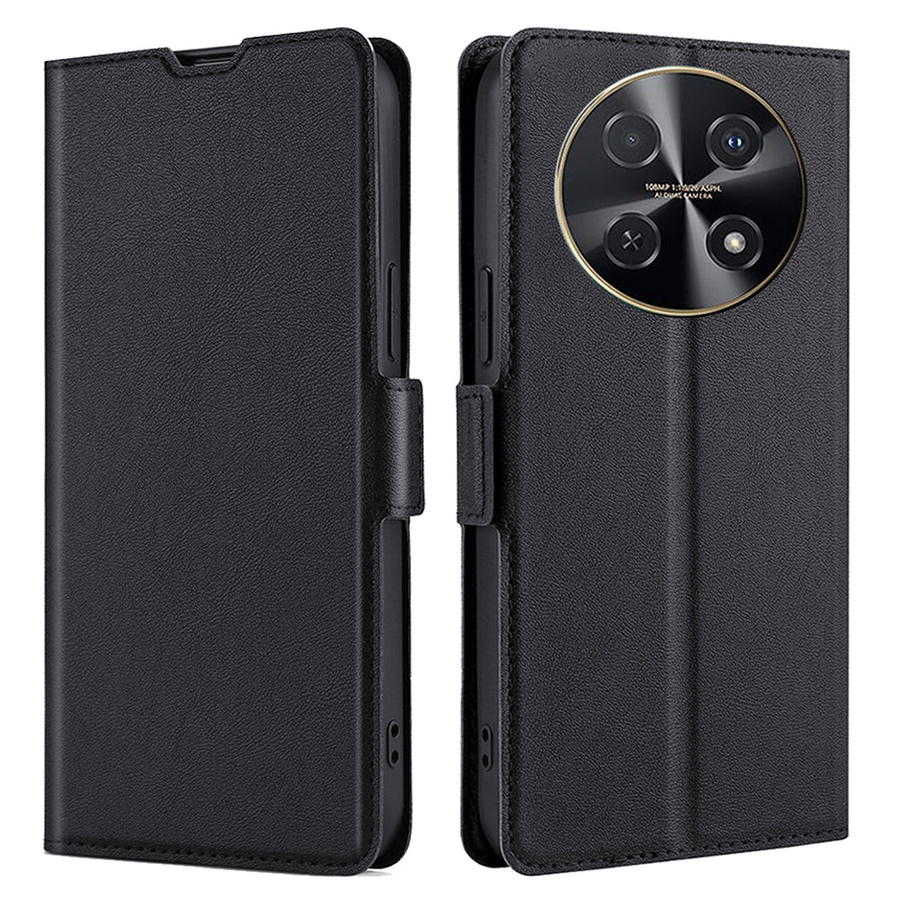 For Huawei nova 12i 4G Case PU Leather + TPU Protective Phone Stand Cover - Black