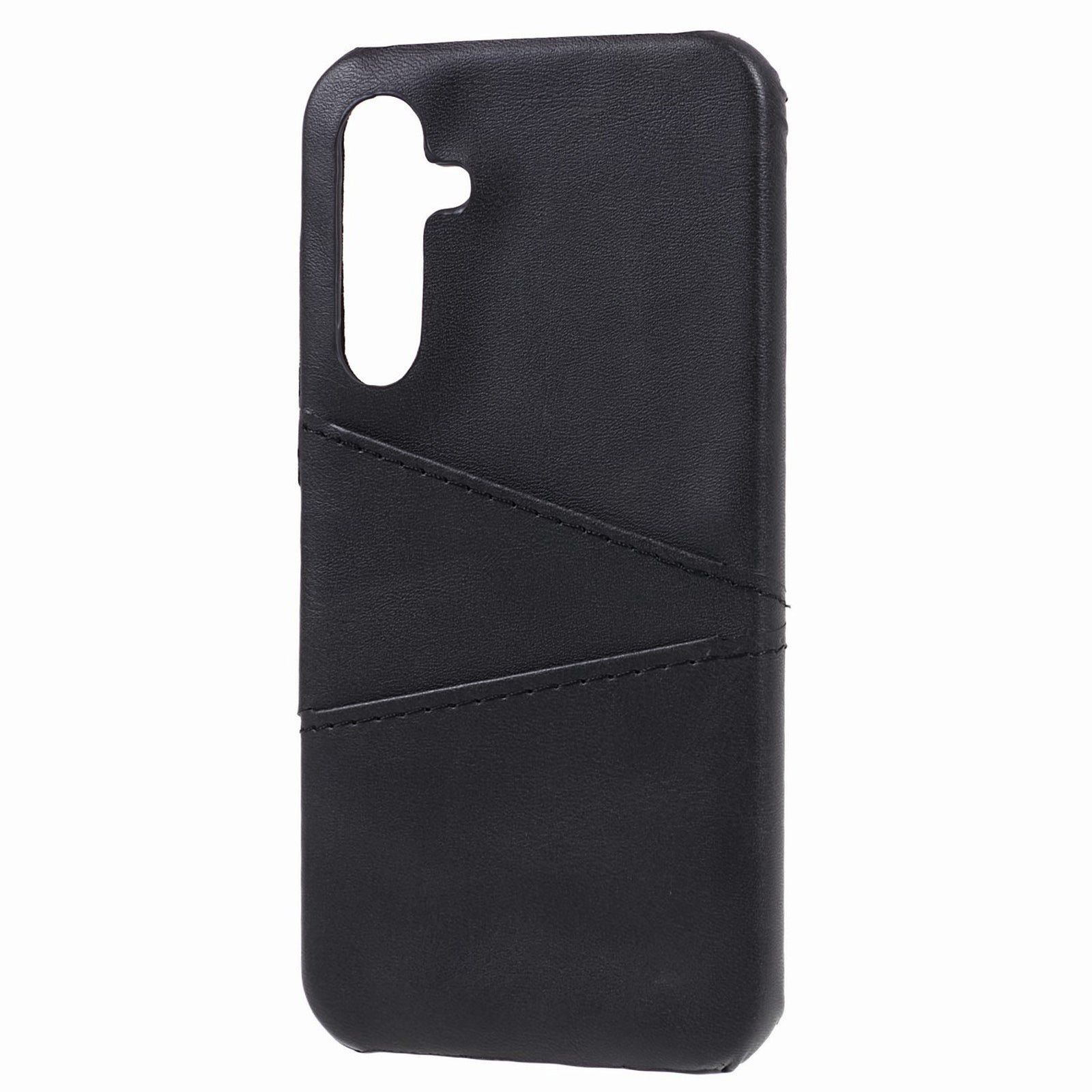 For Samsung Galaxy S24 Case Anti-Drop PU+PC Phone Cover with 2 Card Slots - Black