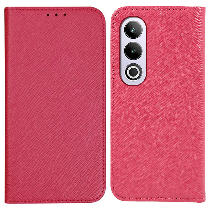 For OnePlus Ace 3V 5G Case Magnetic Closure Cross Texture Leather Phone Cover - Rose