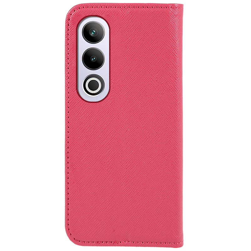 For OnePlus Ace 3V 5G Case Magnetic Closure Cross Texture Leather Phone Cover - Rose