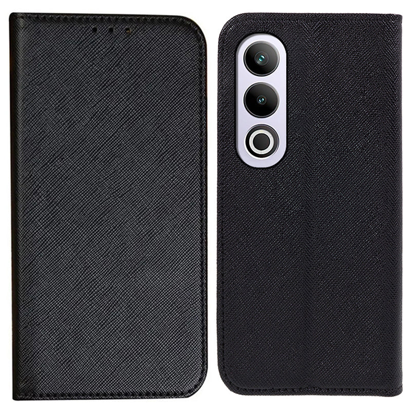 For OnePlus Ace 3V 5G Case Magnetic Closure Cross Texture Leather Phone Cover - Black