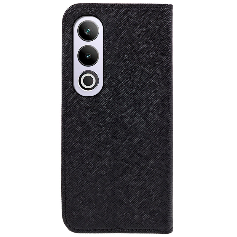 For OnePlus Ace 3V 5G Case Magnetic Closure Cross Texture Leather Phone Cover - Black