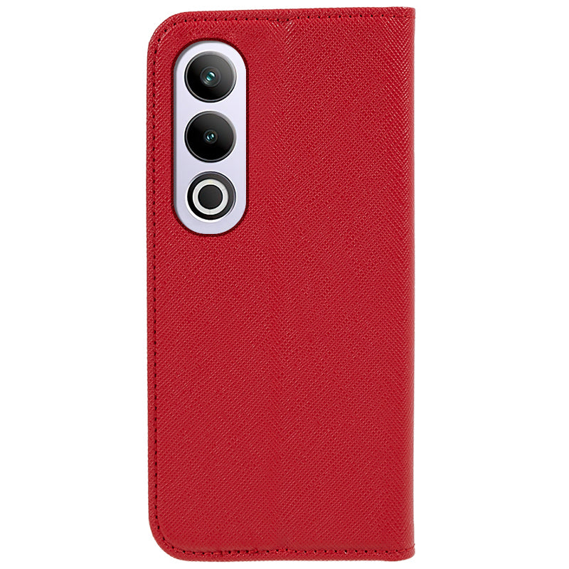 For OnePlus Ace 3V 5G Case Magnetic Closure Cross Texture Leather Phone Cover - Red