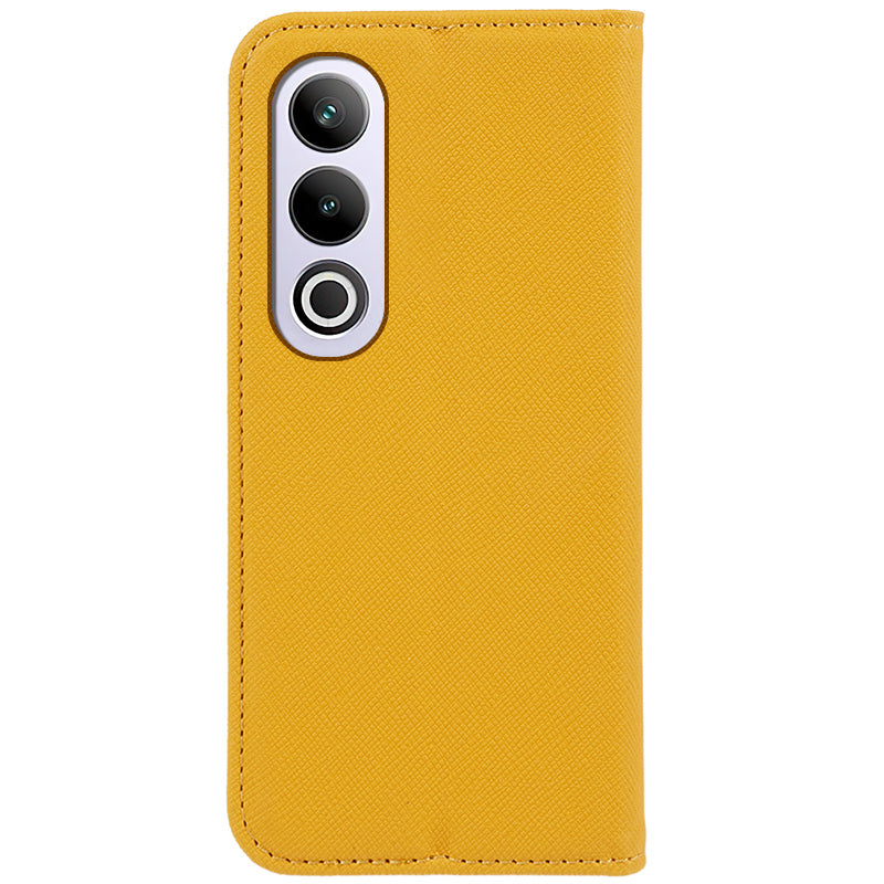 For OnePlus Ace 3V 5G Case Magnetic Closure Cross Texture Leather Phone Cover - Yellow