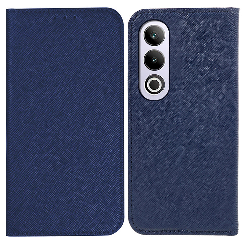 For OnePlus Ace 3V 5G Case Magnetic Closure Cross Texture Leather Phone Cover - Dark Blue