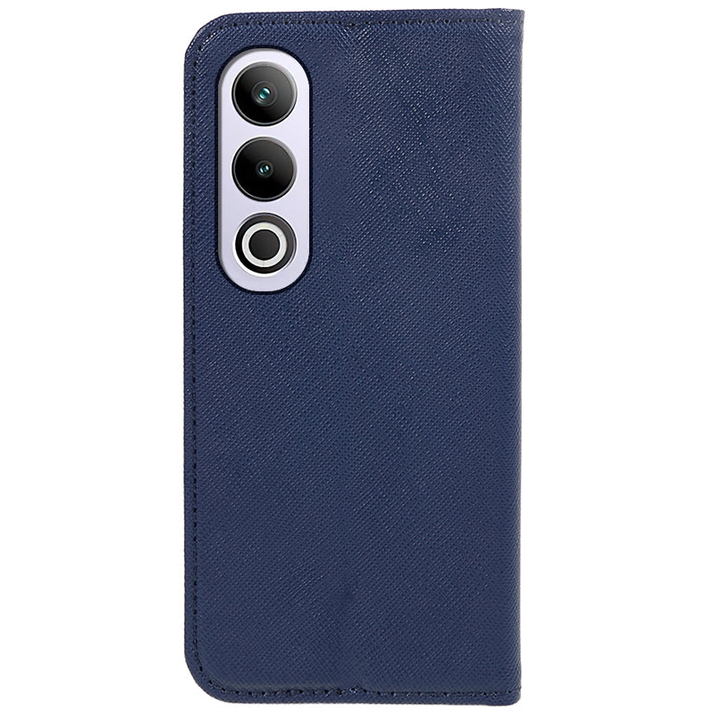 For OnePlus Ace 3V 5G Case Magnetic Closure Cross Texture Leather Phone Cover - Dark Blue