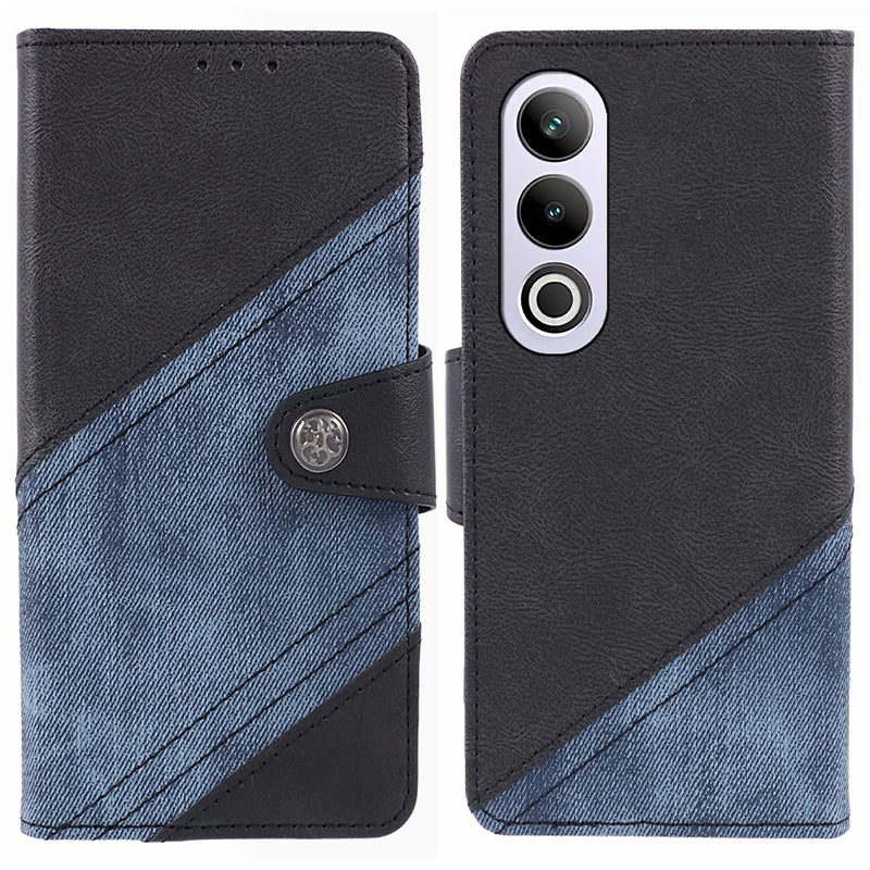 For OnePlus Ace 3V 5G Case Splicing Design PU Leather Wallet Anti-Drop Phone Cover - Black