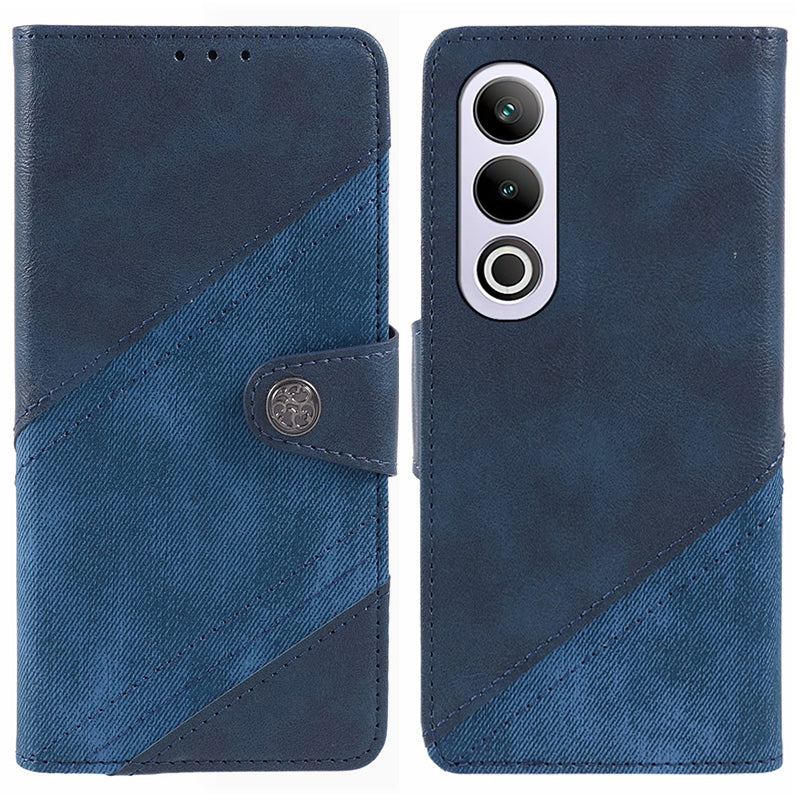 For OnePlus Ace 3V 5G Case Splicing Design PU Leather Wallet Anti-Drop Phone Cover - Blue