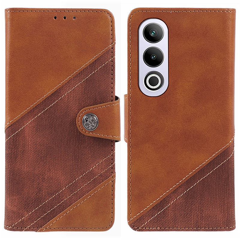 For OnePlus Ace 3V 5G Case Splicing Design PU Leather Wallet Anti-Drop Phone Cover - Brown