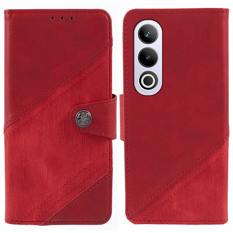 For OnePlus Ace 3V 5G Case Splicing Design PU Leather Wallet Anti-Drop Phone Cover - Red