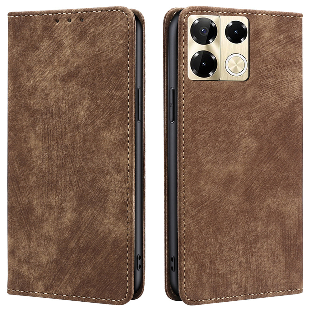 For Transsion Infinix Note 40 Pro 5G Case RFID Blocking Leather Phone Wallet Cover - Brown